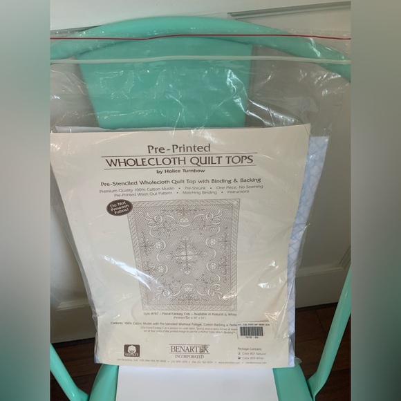 benartex Other - New Benartex Floral Fantasy Crib Throw Pre-Printed Quilt Kit-40”x54” in White